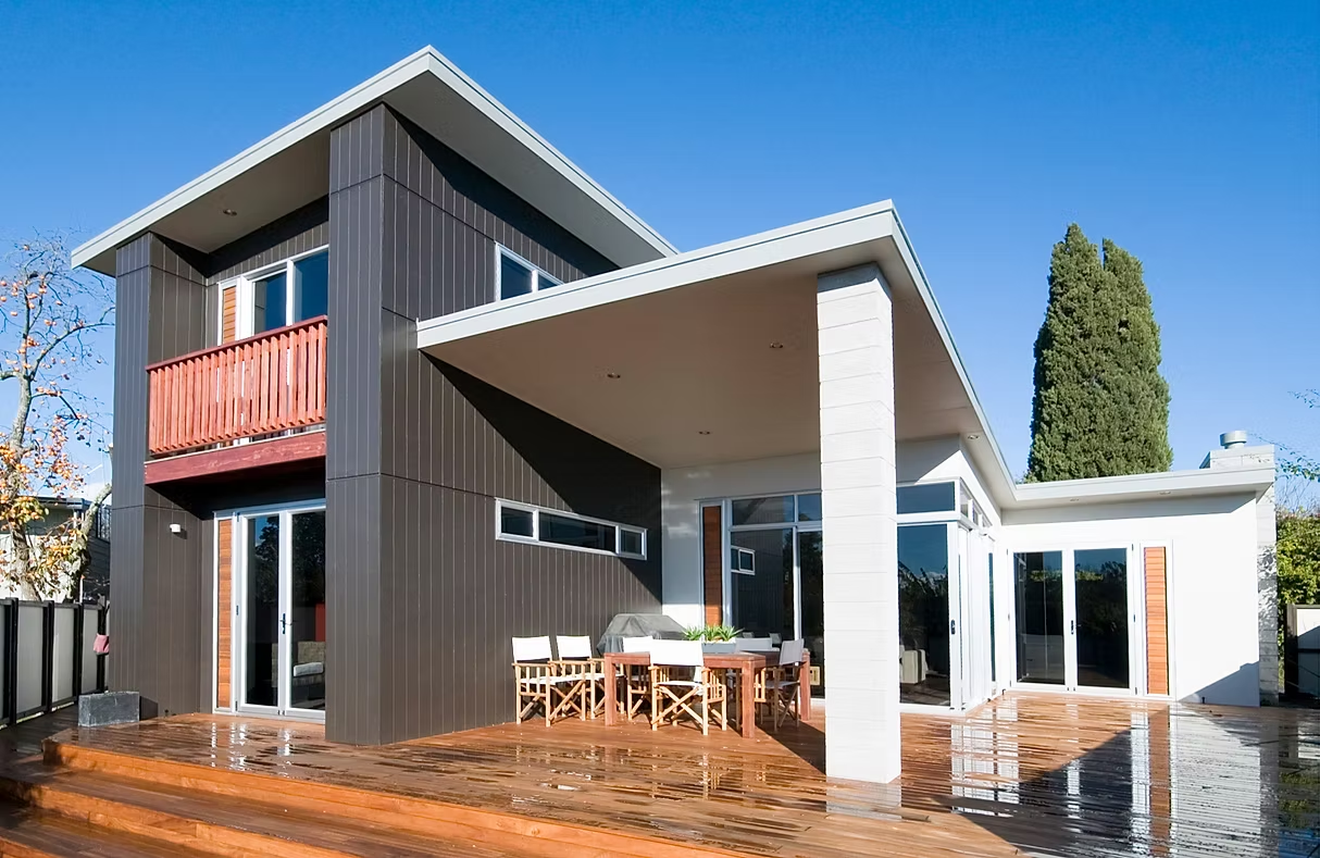 Contemporary two-storey home with deck